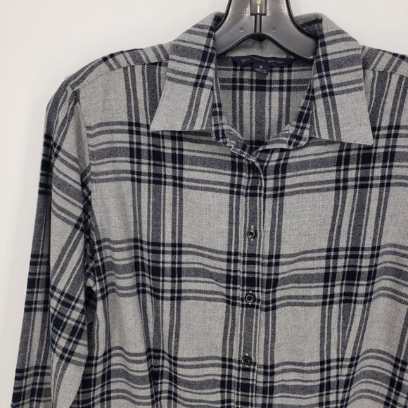 Brooks Brothers Plaid Flannel Button Down Shirt Top 8 Womens Long Sleeve Gray - Picture 3 of 9